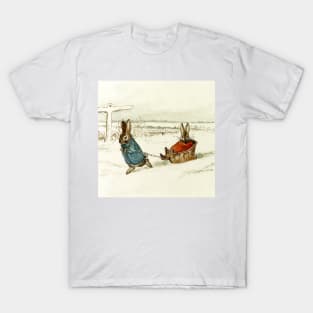 “Bunny Sleigh Ride” by Beatrix Potter T-Shirt